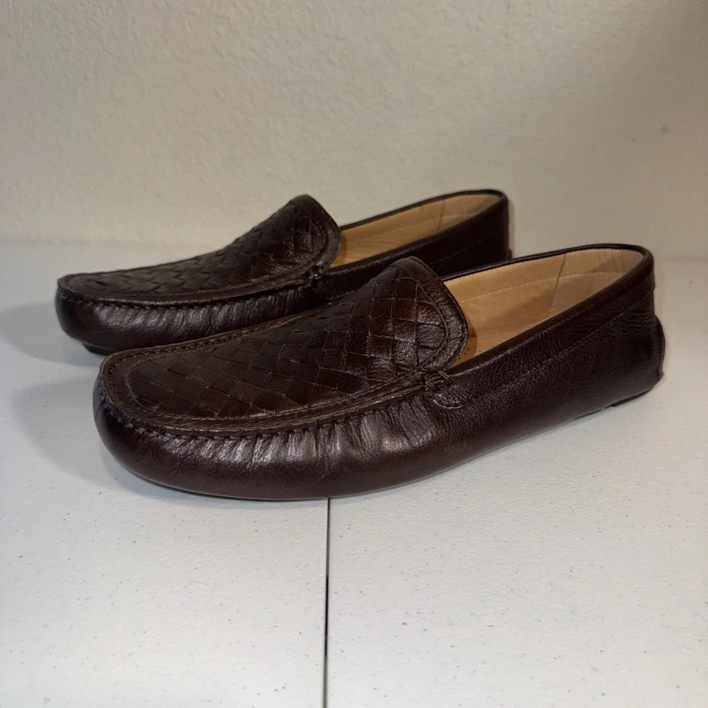 GH Bass & Co Men's Bass Wheldon Weave Loafers Size 11 1/2 Brown Leather Preppy